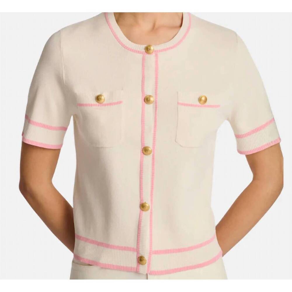 NEW WEILL short sleeve cardigan in white